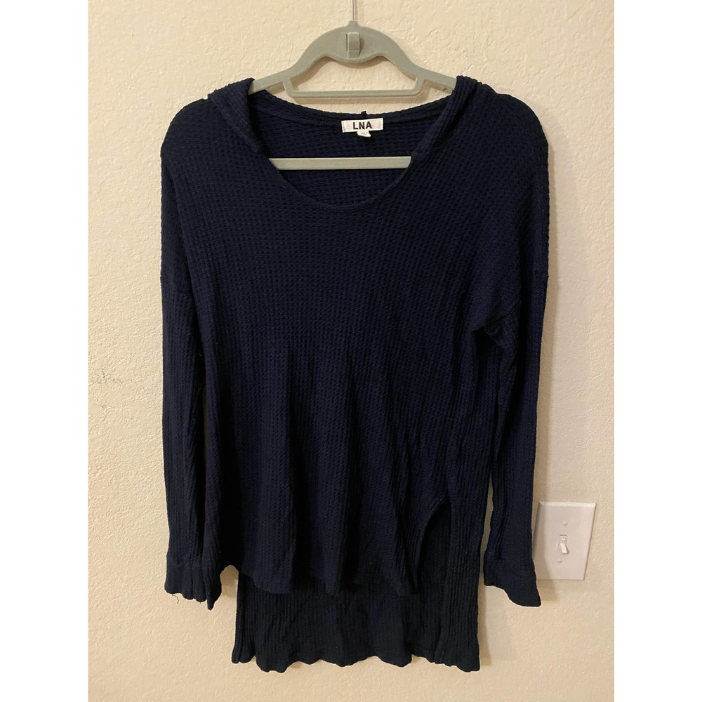 LNA Dylan Ribbed Knit Pullover Navy Size S